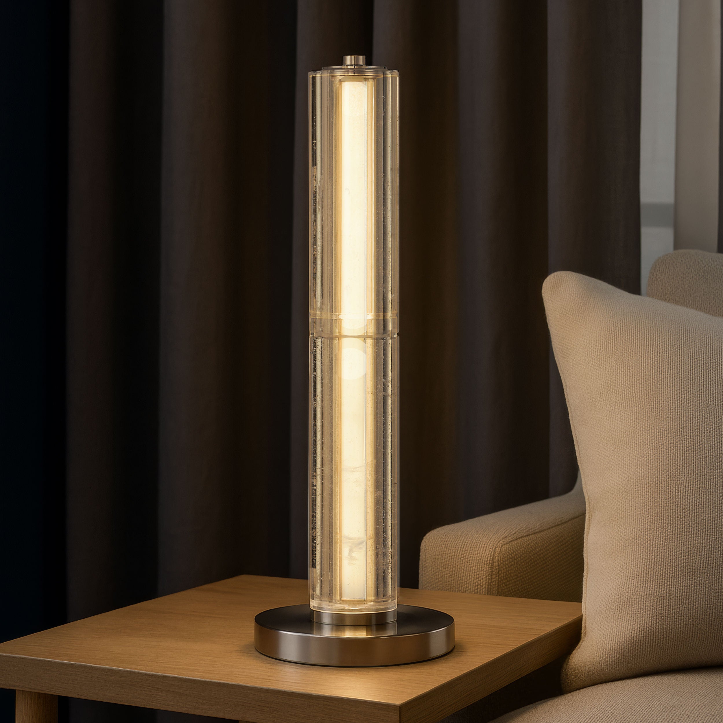 Golden Lighting Crystallo Integrated LED Table Lamp in Polished Nickel - - Golden Lighting