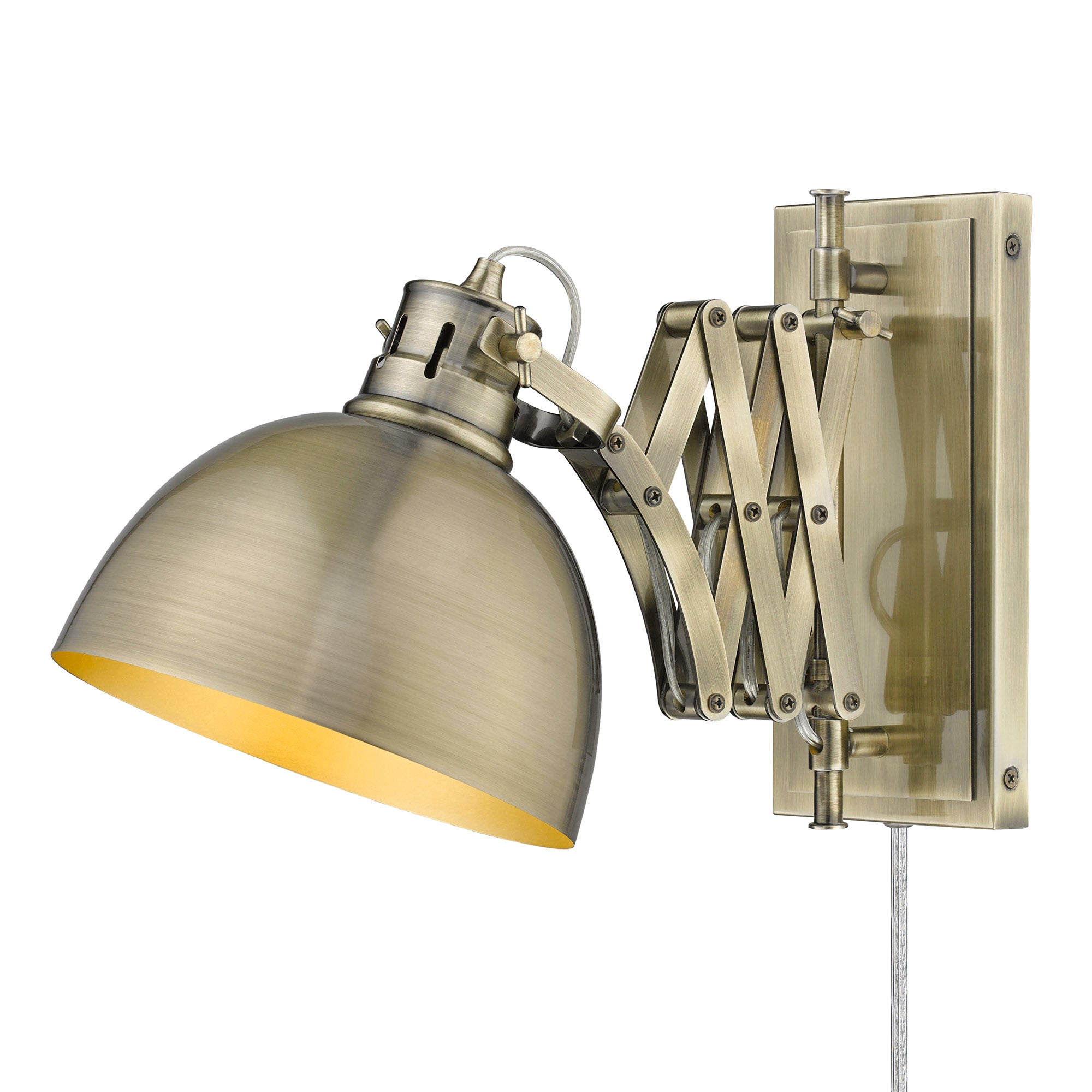 Hawthorn 1-light Swing Arm Wall Lamp in Aged Brass