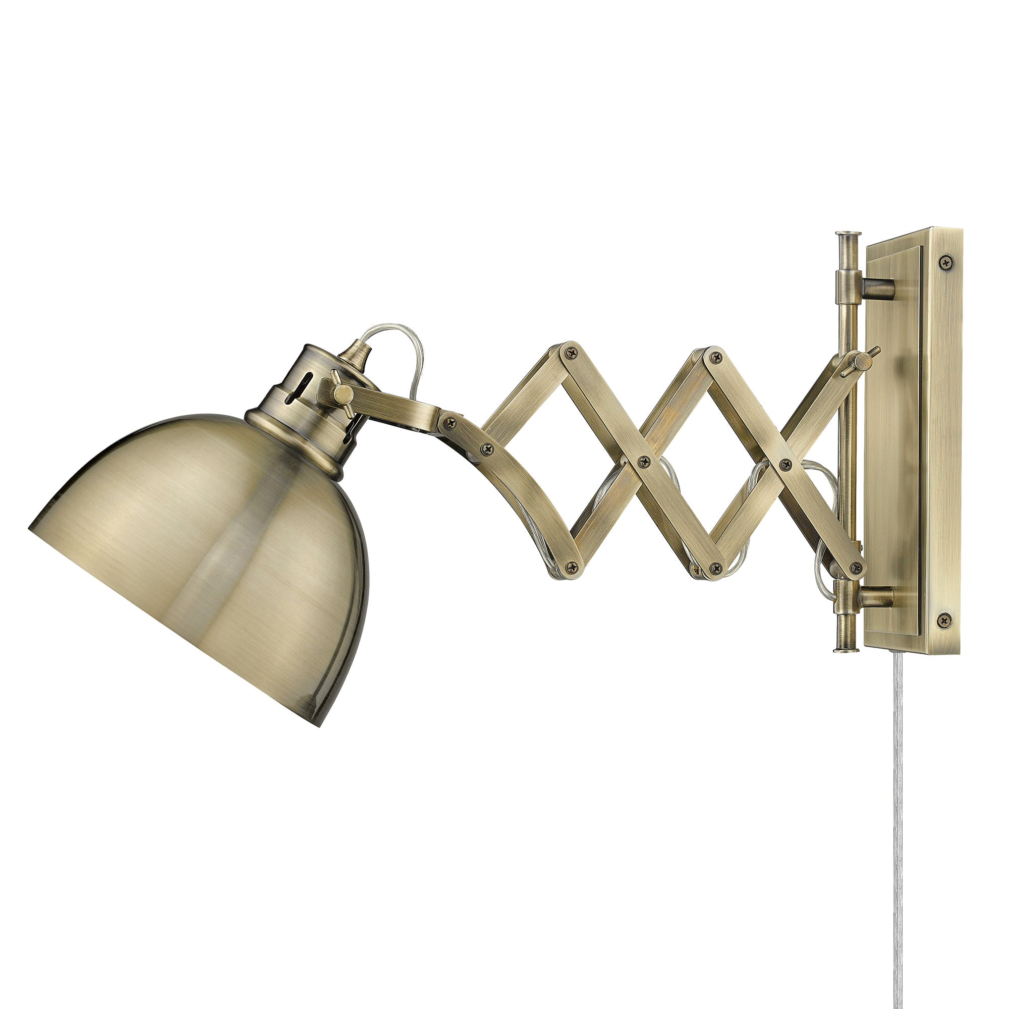 Hawthorn 1-light Swing Arm Wall Lamp in Aged Brass