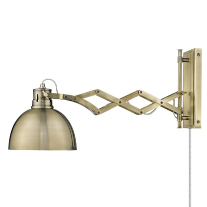 Hawthorn 1-light Swing Arm Wall Lamp in Aged Brass