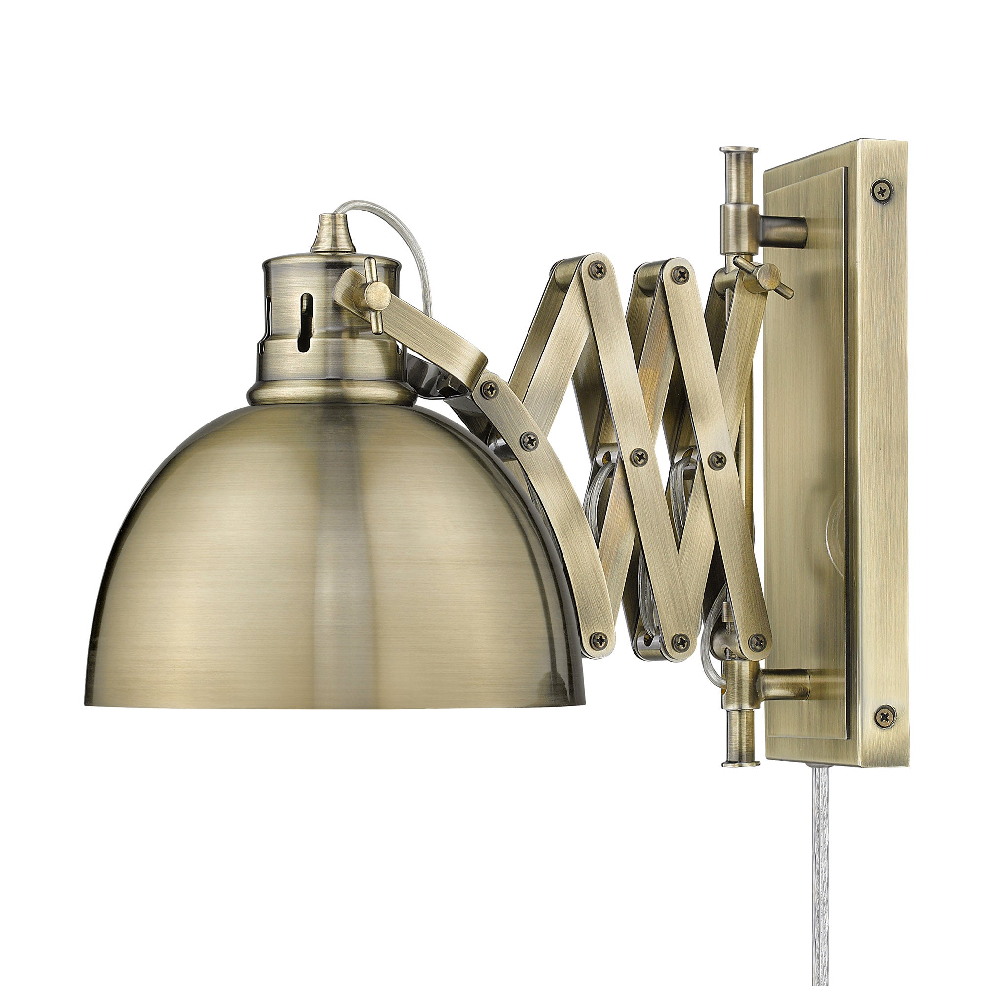 Hawthorn 1-light Swing Arm Wall Lamp in Aged Brass