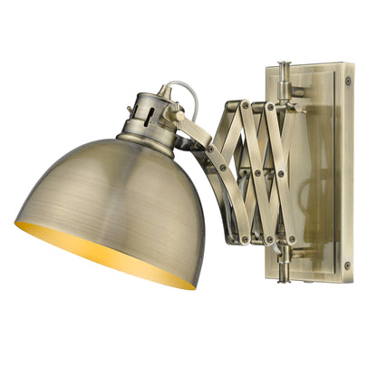 Hawthorn 1-light Swing Arm Wall Lamp in Aged Brass