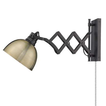 Hawthorn 1-light Swing Arm Wall Lamp in Matte Black and Aged Brass shade