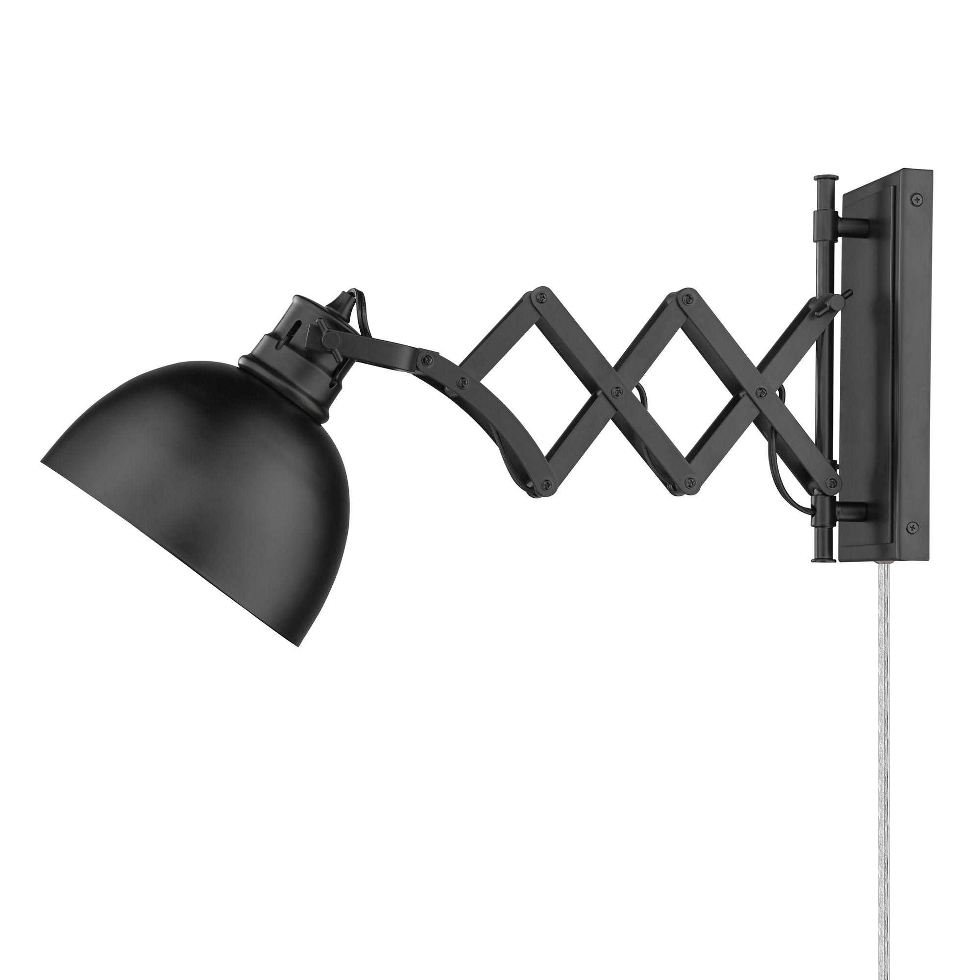 Hawthorn Articulating 1-Light Wall Sconce - Matte Black / Matte Black / Black - Golden Lighting