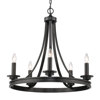 Golden Lighting Saldano 5-light Chandelier in Matte Black - - Golden Lighting
