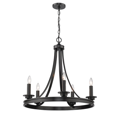 Golden Lighting Saldano 5-light Chandelier in Matte Black - - Golden Lighting
