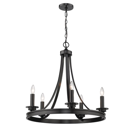 Golden Lighting Saldano 5-light Chandelier in Matte Black - - Golden Lighting