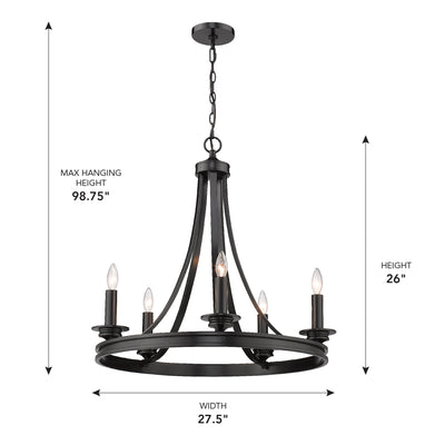 Golden Lighting Saldano 5-light Chandelier in Matte Black - - Golden Lighting