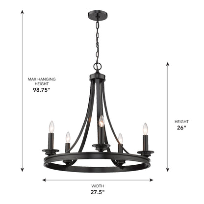 Golden Lighting Saldano 5-light Chandelier in Matte Black - - Golden Lighting