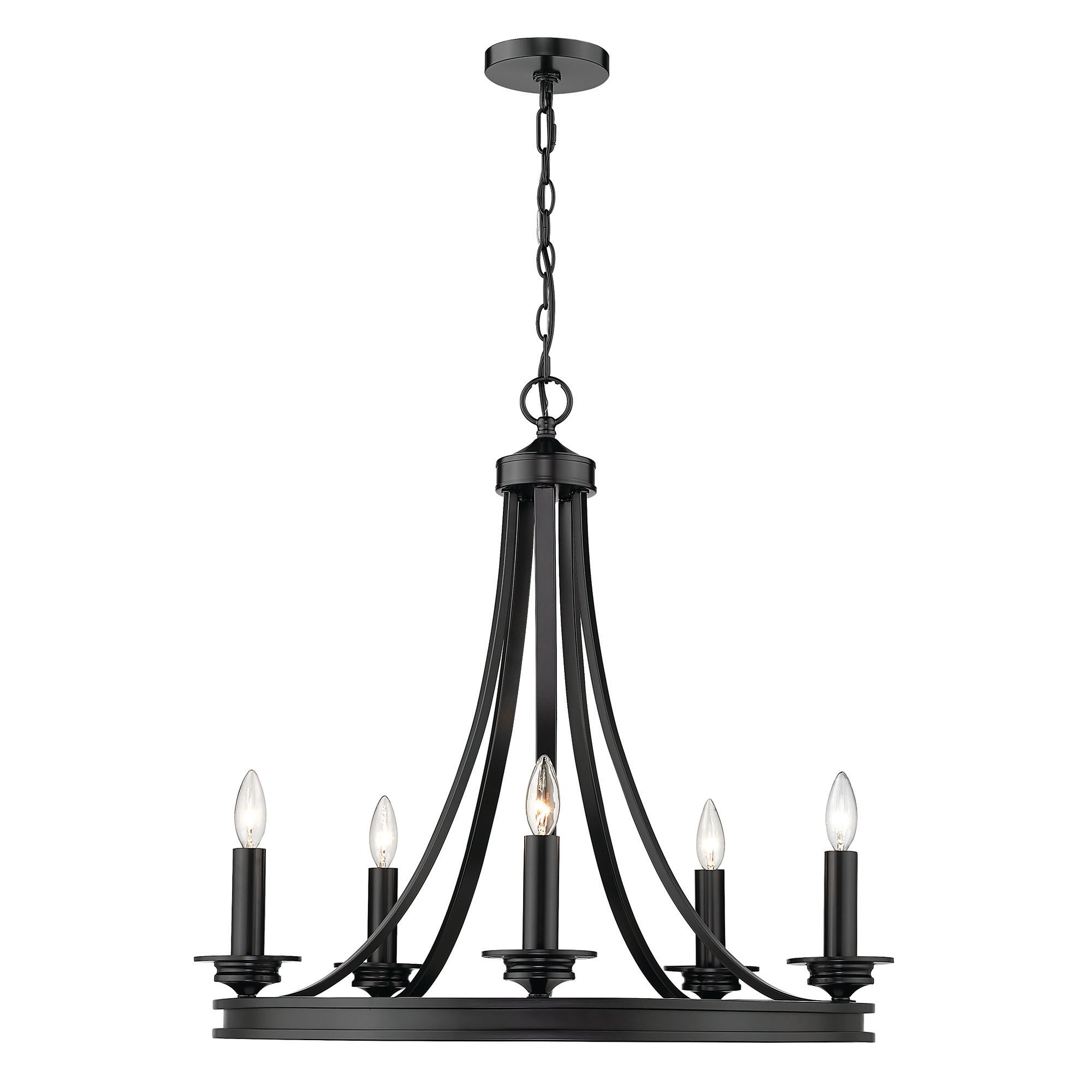 Saldano 5 Light Chandelier - Matte Black / No Shade / N/A - Golden Lighting