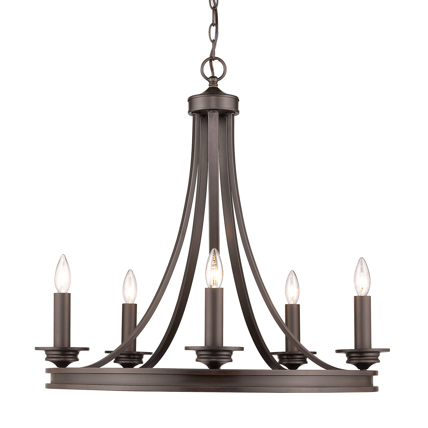 Saldano 5-light Chandelier in a Rubbed Bronze finish - - Golden Lighting