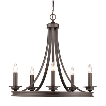 Saldano 5-light Chandelier in a Rubbed Bronze finish - - Golden Lighting