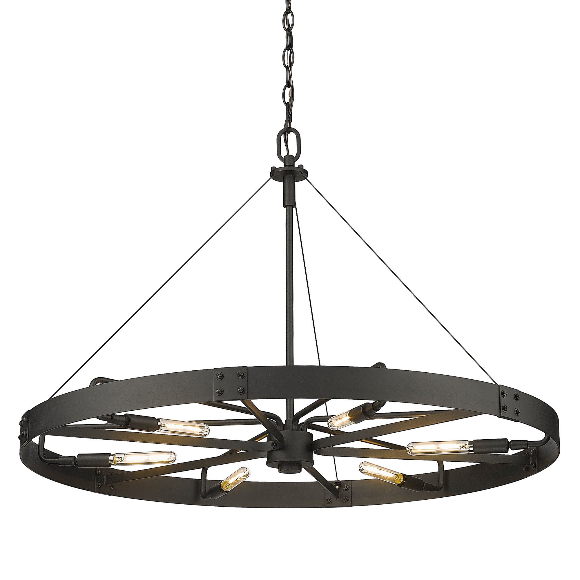 Vaughn 6 Light Chandelier in Natural Black with Natural Black Accents - - Golden Lighting