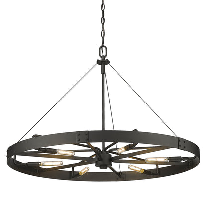 Vaughn 6 Light Chandelier in Natural Black with Natural Black Accents - - Golden Lighting