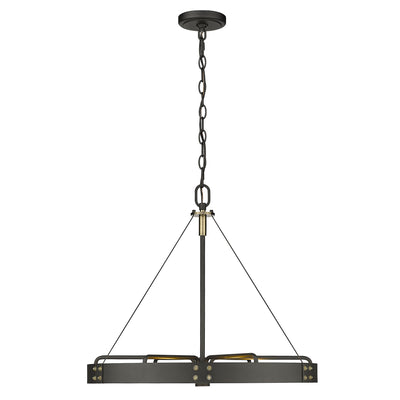 Golden Lighting Vaughn 6-light Pendant in Natural Black and Aged Brass Accents - - Golden Lighting
