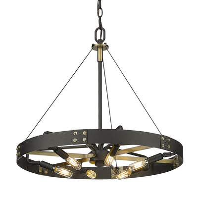 Golden Lighting Vaughn 6-light Pendant in Natural Black and Aged Brass Accents - - Golden Lighting