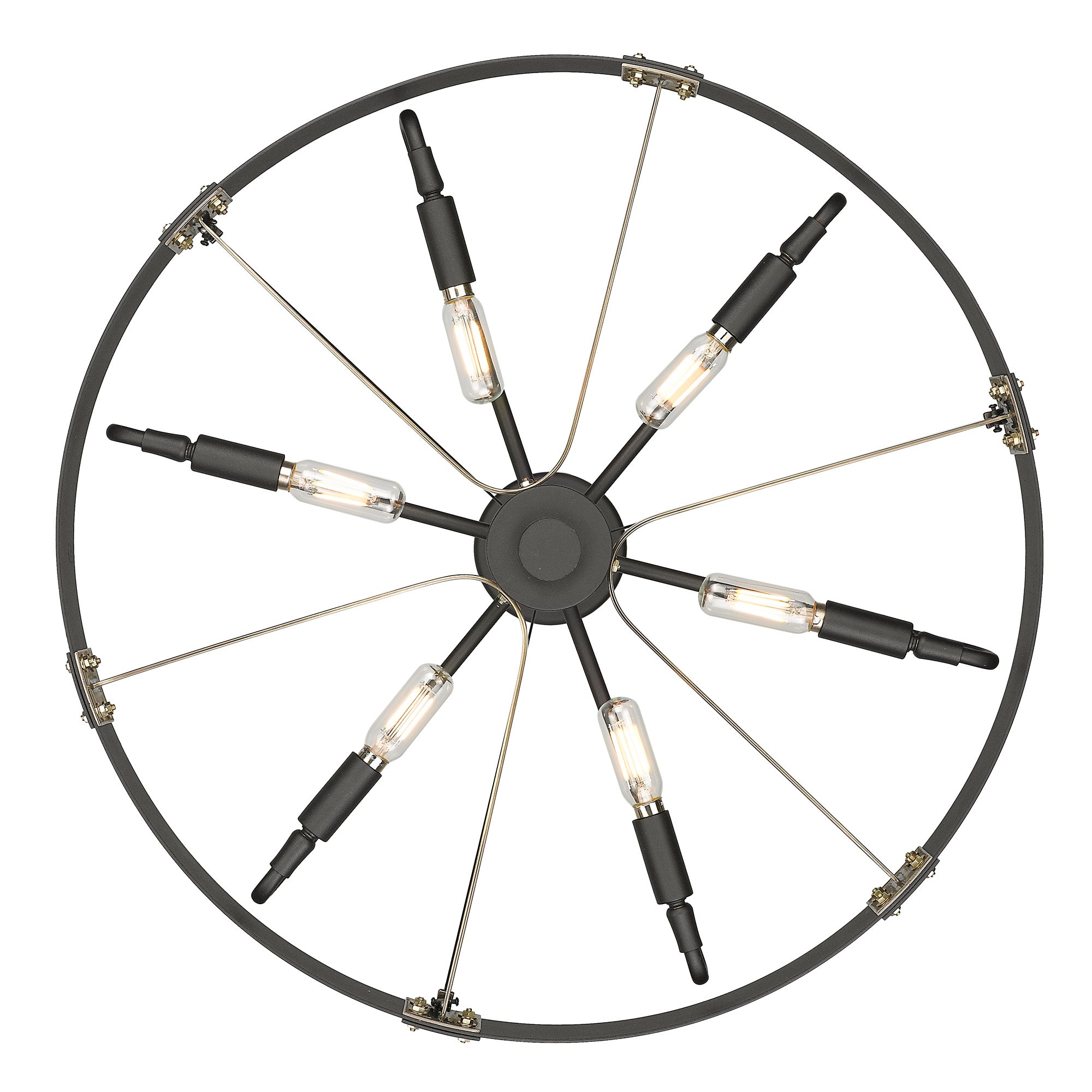 Golden Lighting Vaughn 6-light Pendant in Natural Black and Aged Brass Accents - - Golden Lighting