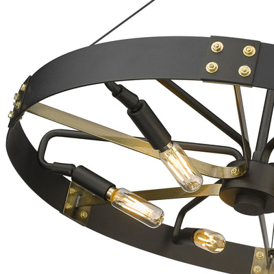 Golden Lighting Vaughn 6-light Pendant in Natural Black and Aged Brass Accents - - Golden Lighting