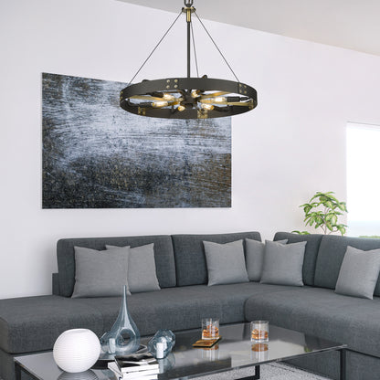 Vaughn Medium Pendant in Natural Black with Aged Brass Accents - Default Title - Golden Lighting