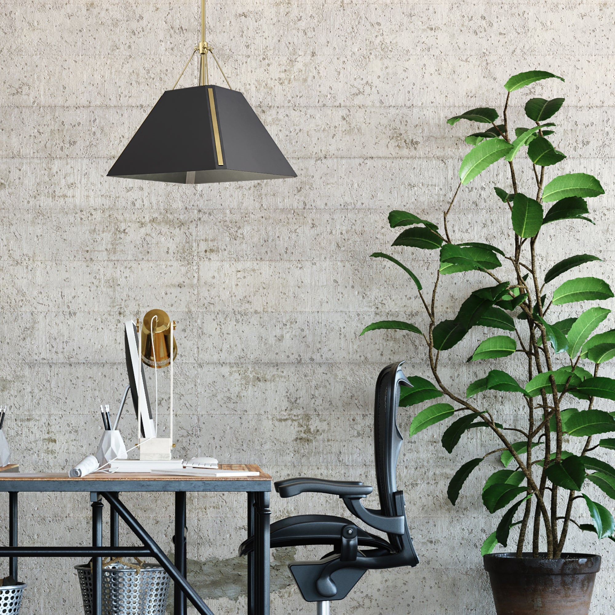 Ranik 1-light Pendant in Brushed Champagne Brass - - Golden Lighting