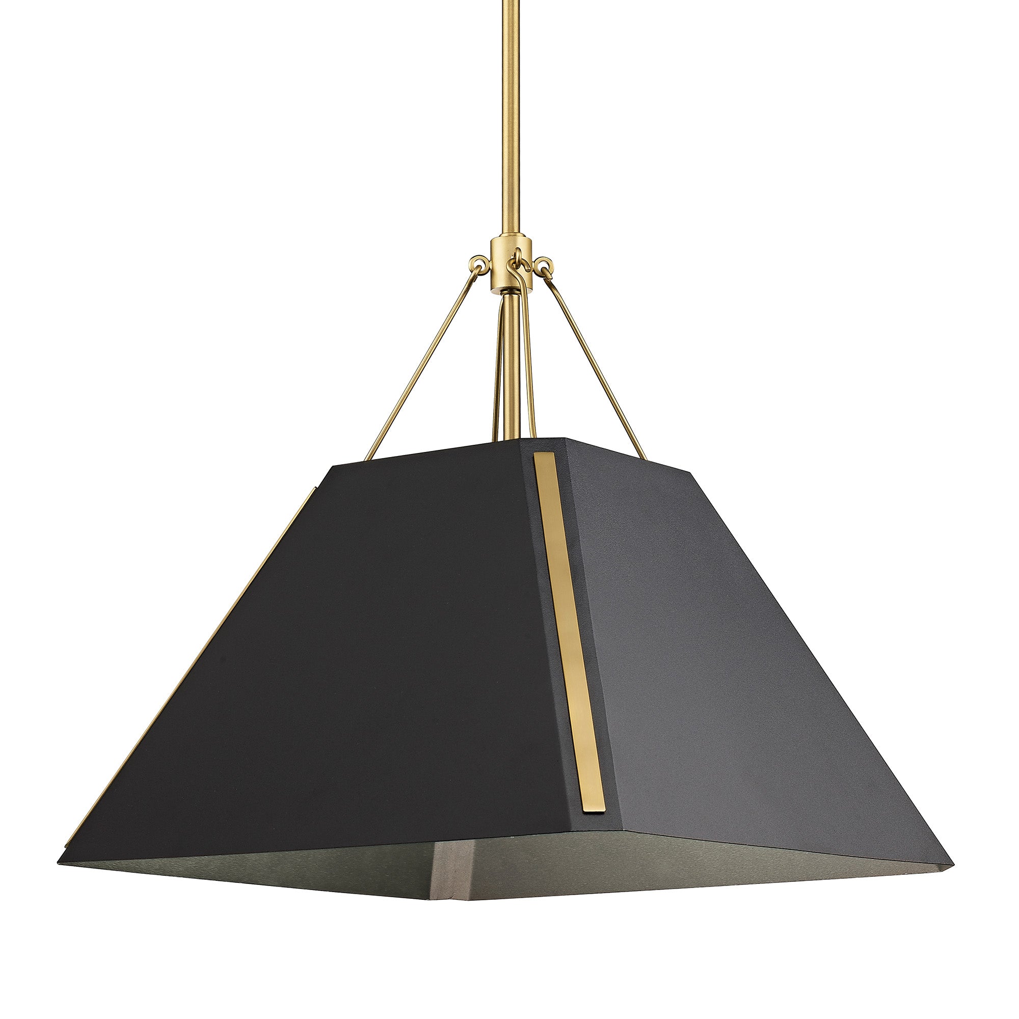 Ranik 1 Light Pendant in Brushed Champagne Bronze with Natural Black Shade - - Golden Lighting