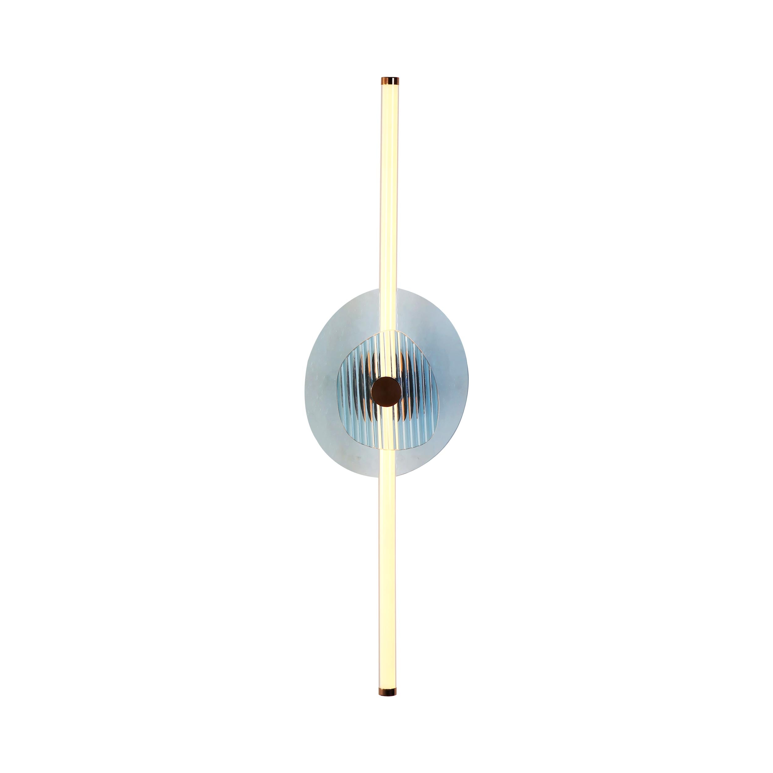 Yep by Golden Lighting Colorella LED Wall Sconce in Rose Gold with Blue and Blue Glass
