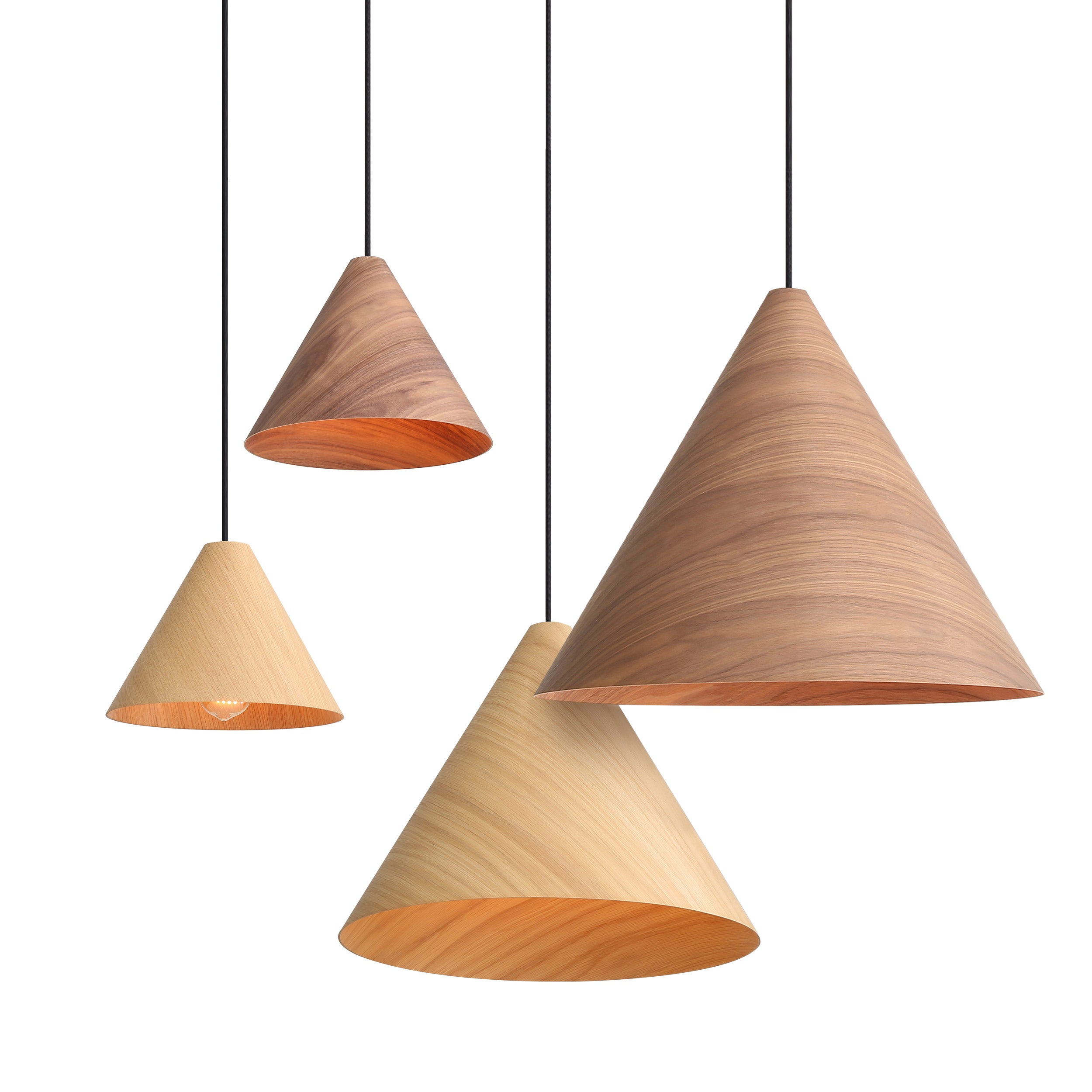 Golden Lighting Conique 2-light Pendant in Light Walnut - - Golden Lighting