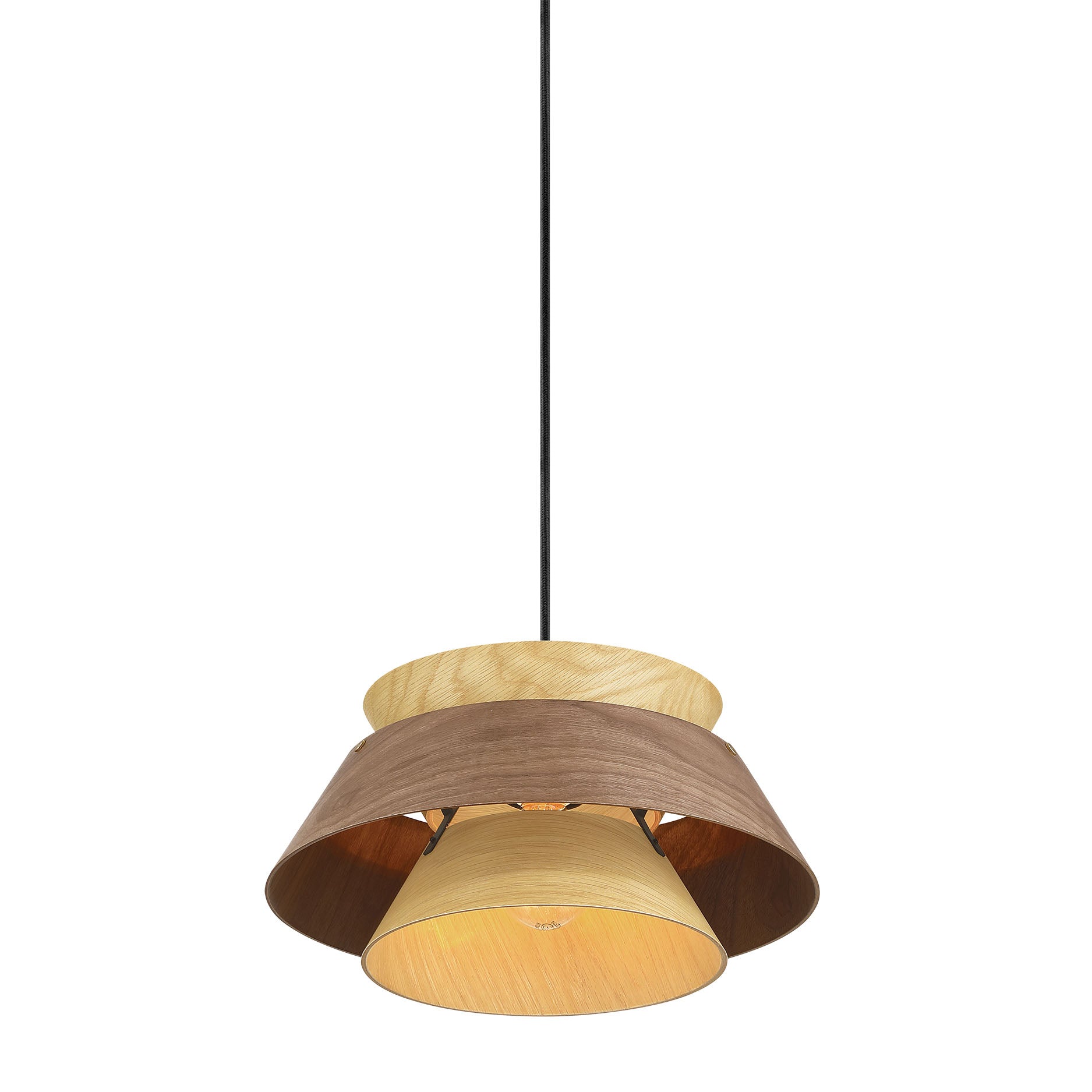 Golden Lighting Aalto 1-light 13" Pendant in Light and Dark Walnut - - Golden Lighting
