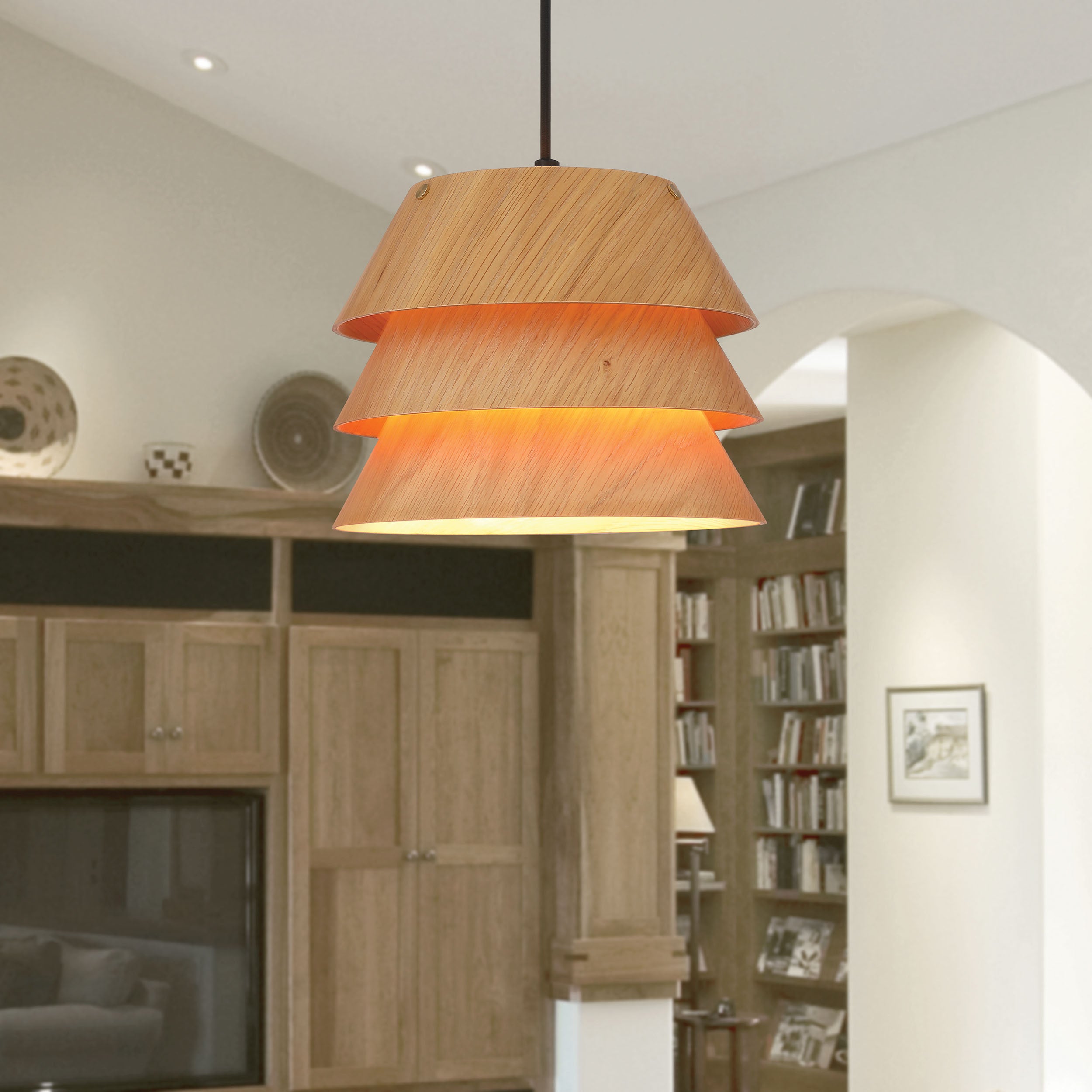 Golden Lighting Aalto 1-light Pendant in Light Walnut - - Golden Lighting