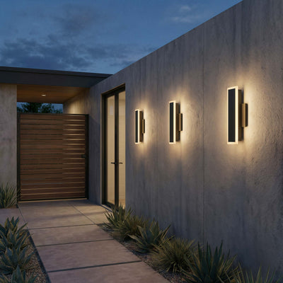 Golden Lighting Obsidian Integrated LED 12in Outdoor Wall in Sand Black - - Golden Lighting