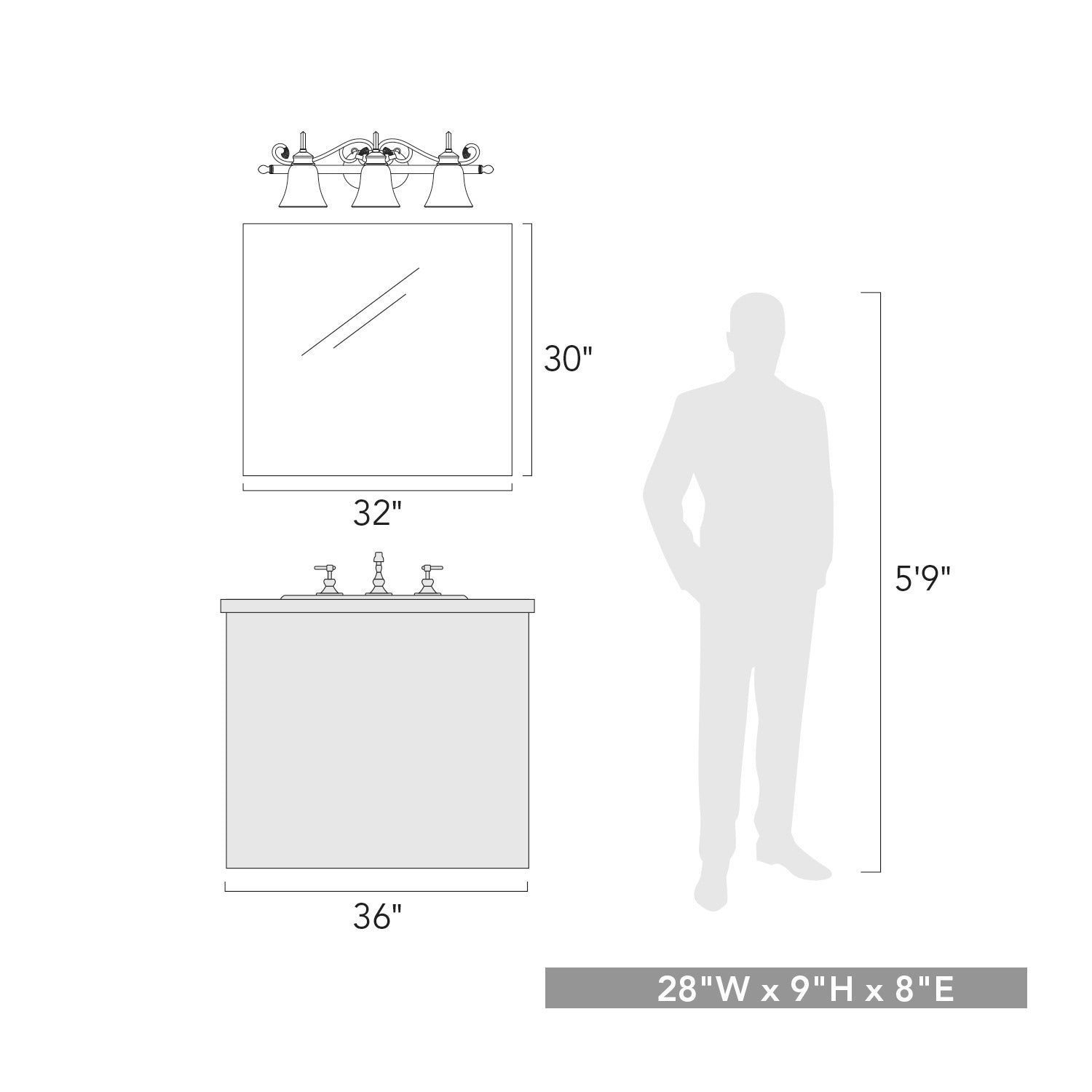 Belle Meade 3-light Vanity in Rubbed Bronze
