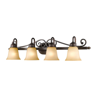 Belle Meade 4-light Vanity in Rubbed Bronze - Golden Lighting