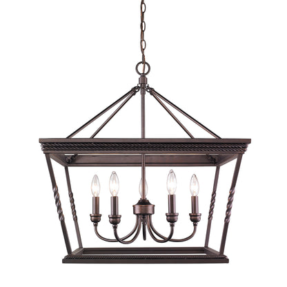 Davenport 5 Light Chandelier in Etruscan Bronze - - Golden Lighting