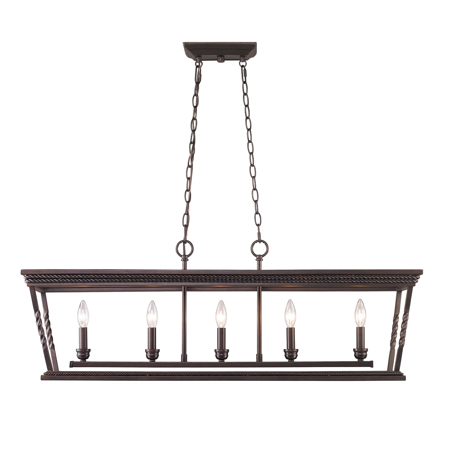 Davenport 5 Light Linear Pendant in Etruscan Bronze - - Golden Lighting