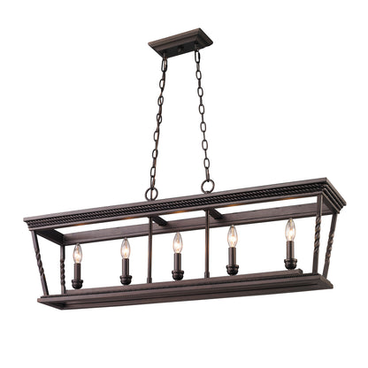 Davenport 5 Light Linear Pendant in Etruscan Bronze - Etruscan Bronze / No Shade / N/A - Golden Lighting