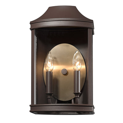 Cohen 2-light Outdoor Wall in Textured Bronze and Brushed Champagne Brass