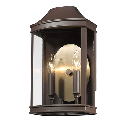 Cohen 2-light Outdoor Wall in Textured Bronze and Brushed Champagne Brass