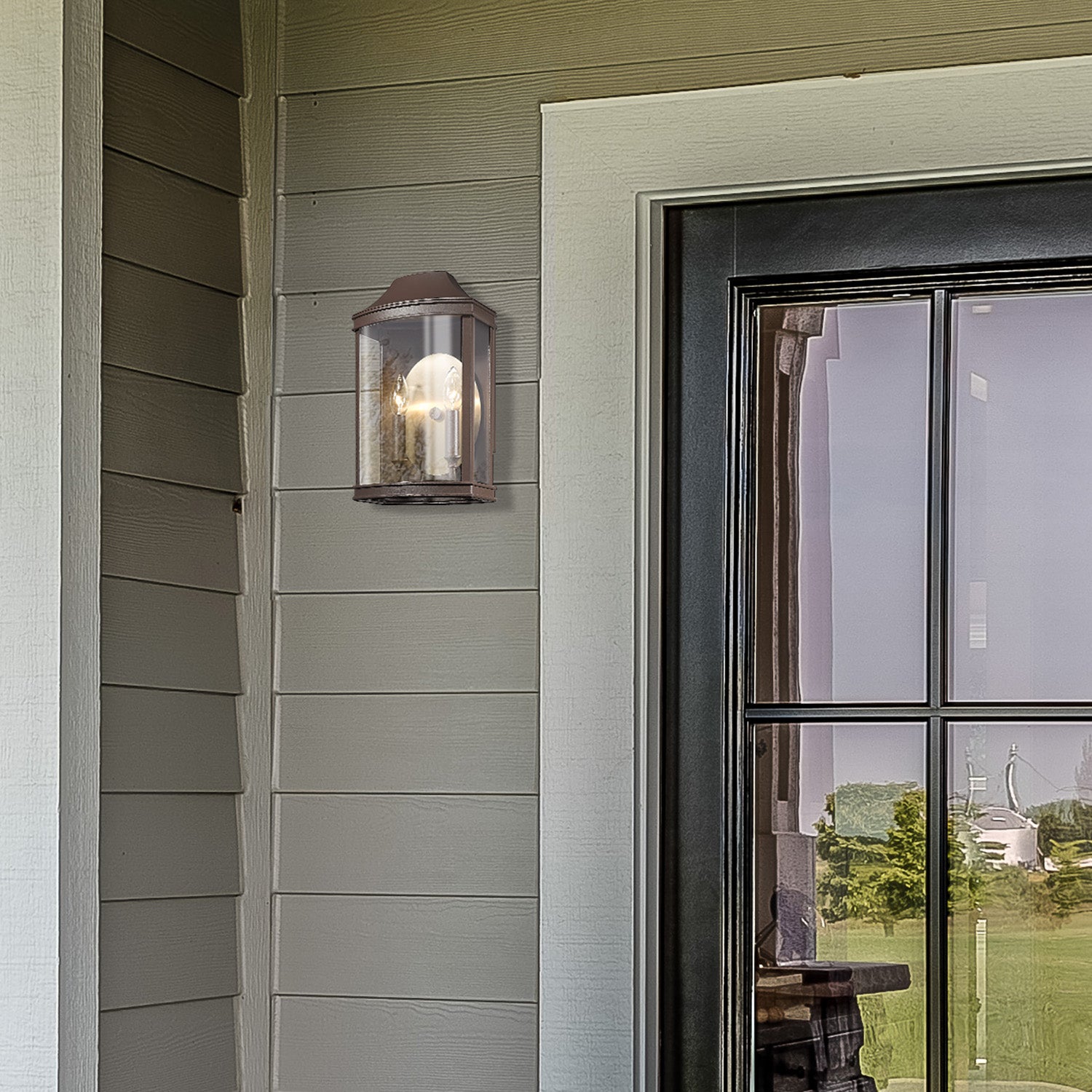 Cohen 2-light Outdoor Wall in Textured Bronze and Brushed Champagne Brass