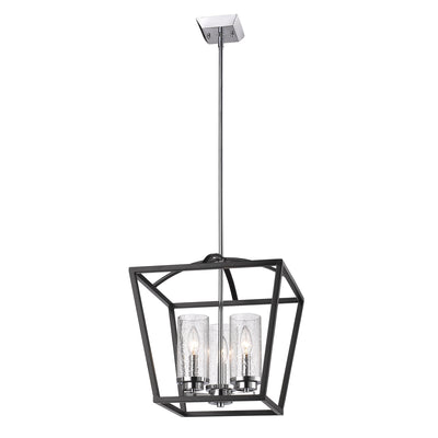 Golden Lighting Mercer 3-light Pendant in Matte Black and Chrome Accents - - Golden Lighting