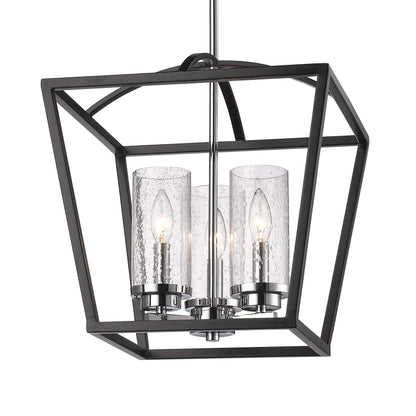 Golden Lighting Mercer 3-light Pendant in Matte Black and Chrome Accents