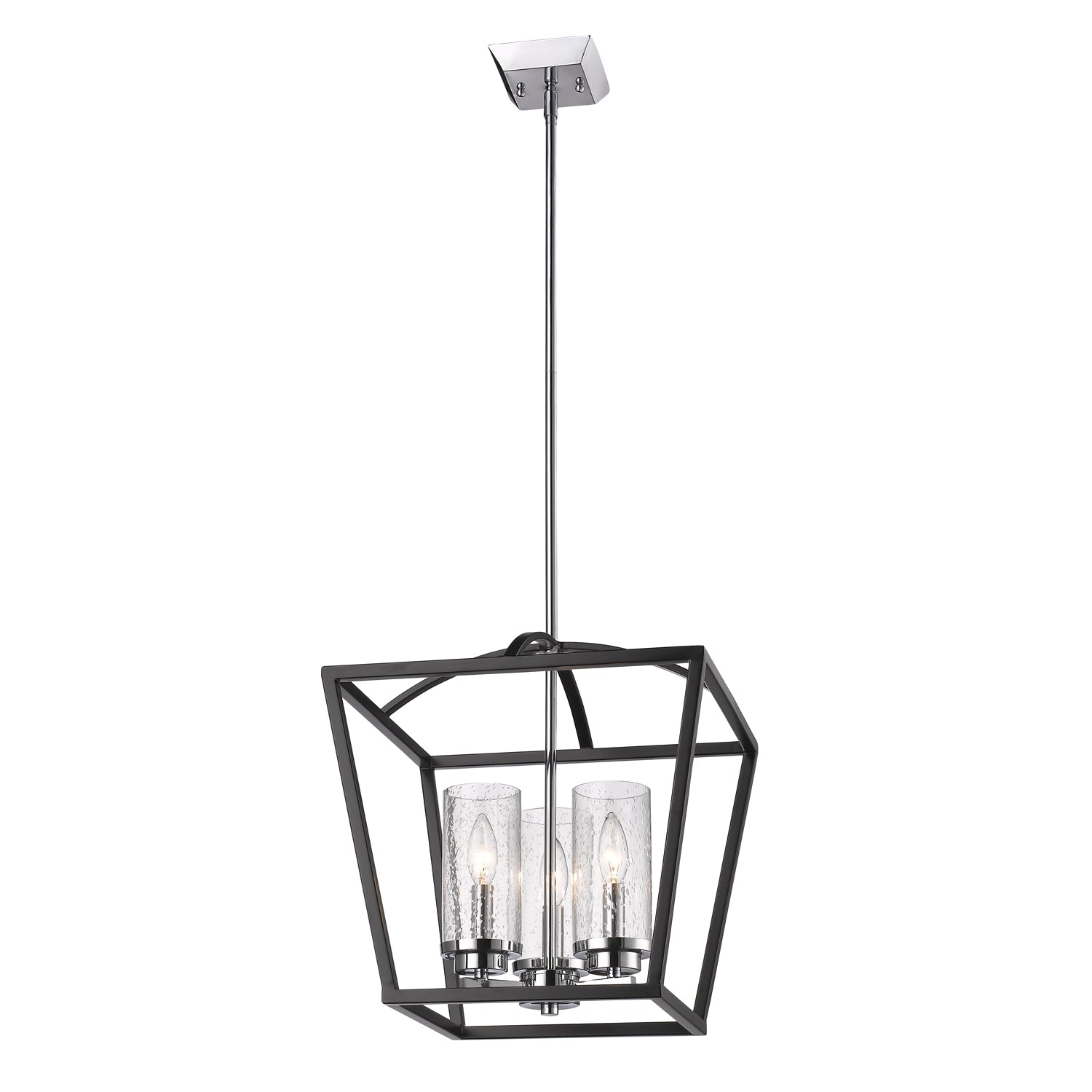 Golden Lighting Mercer 3-light Pendant in Matte Black and Chrome Accents
