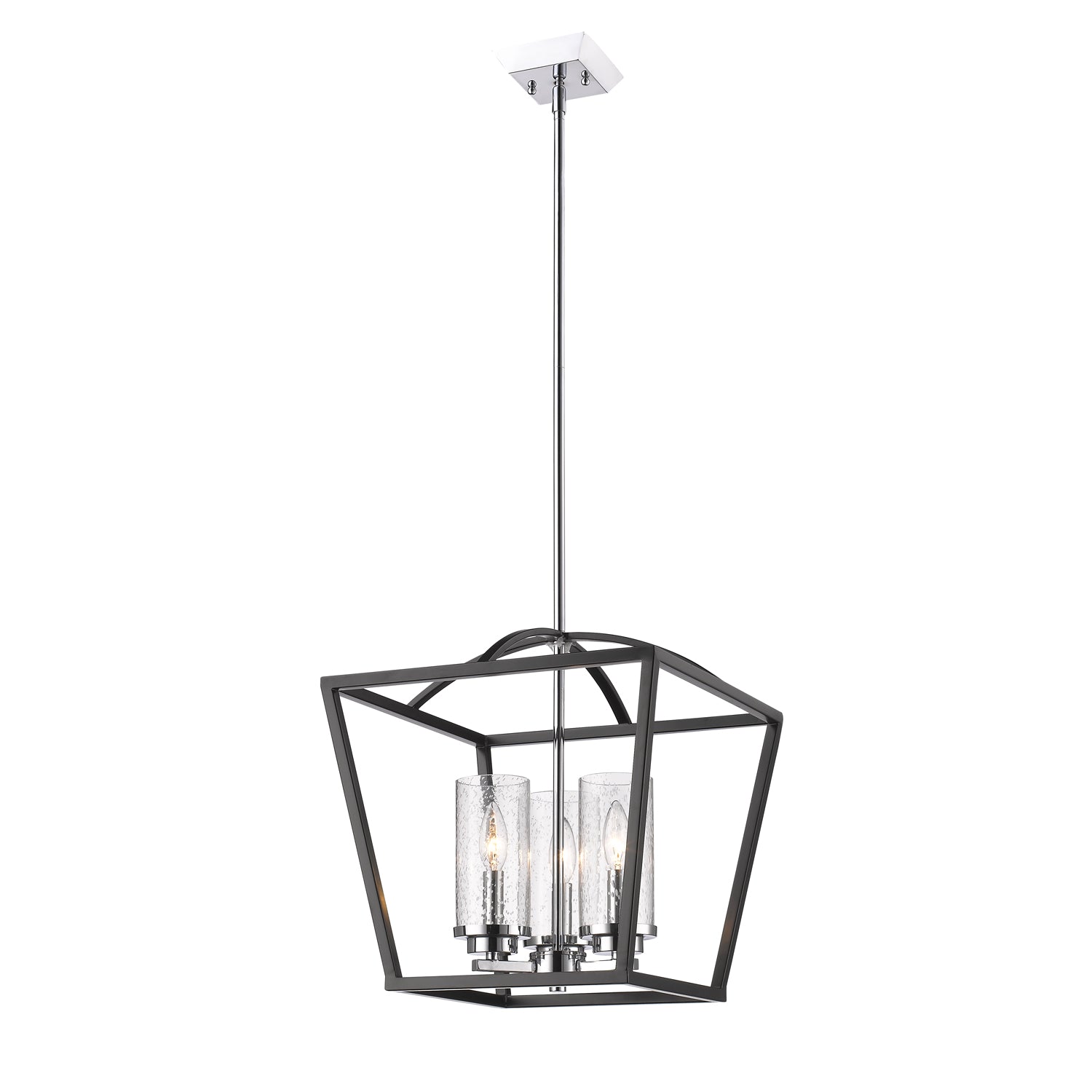 Golden Lighting Mercer 3-light Pendant in Matte Black and Chrome Accents