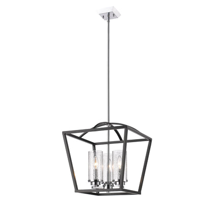 Golden Lighting Mercer 3-light Pendant in Matte Black and Chrome Accents