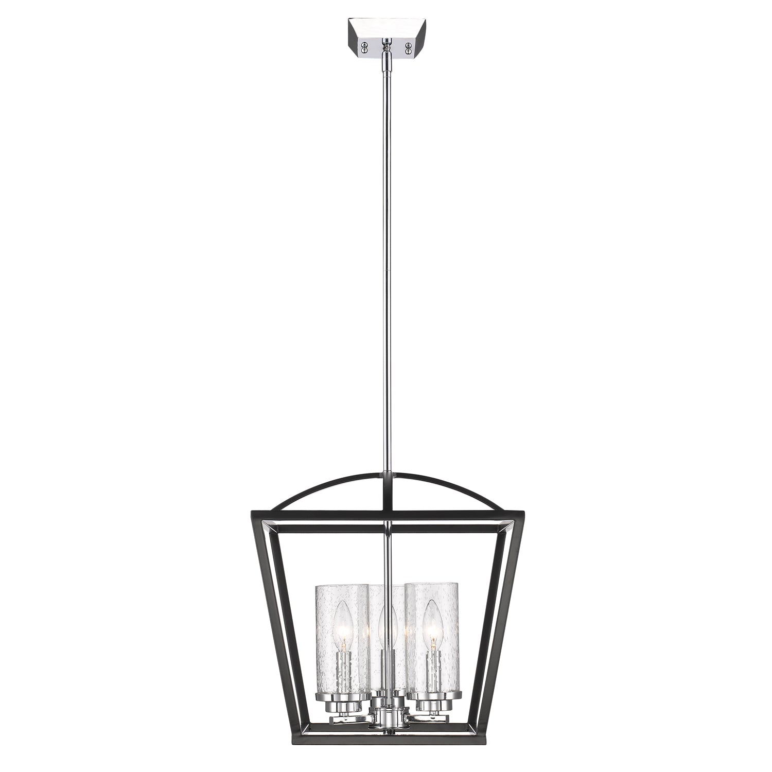 Golden Lighting Mercer 3-light Pendant in Matte Black and Chrome Accents - - Golden Lighting