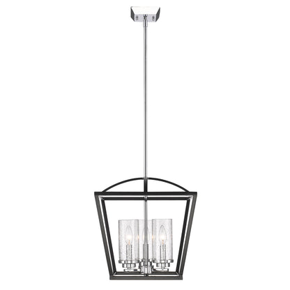 Golden Lighting Mercer 3-light Pendant in Matte Black and Chrome Accents - - Golden Lighting