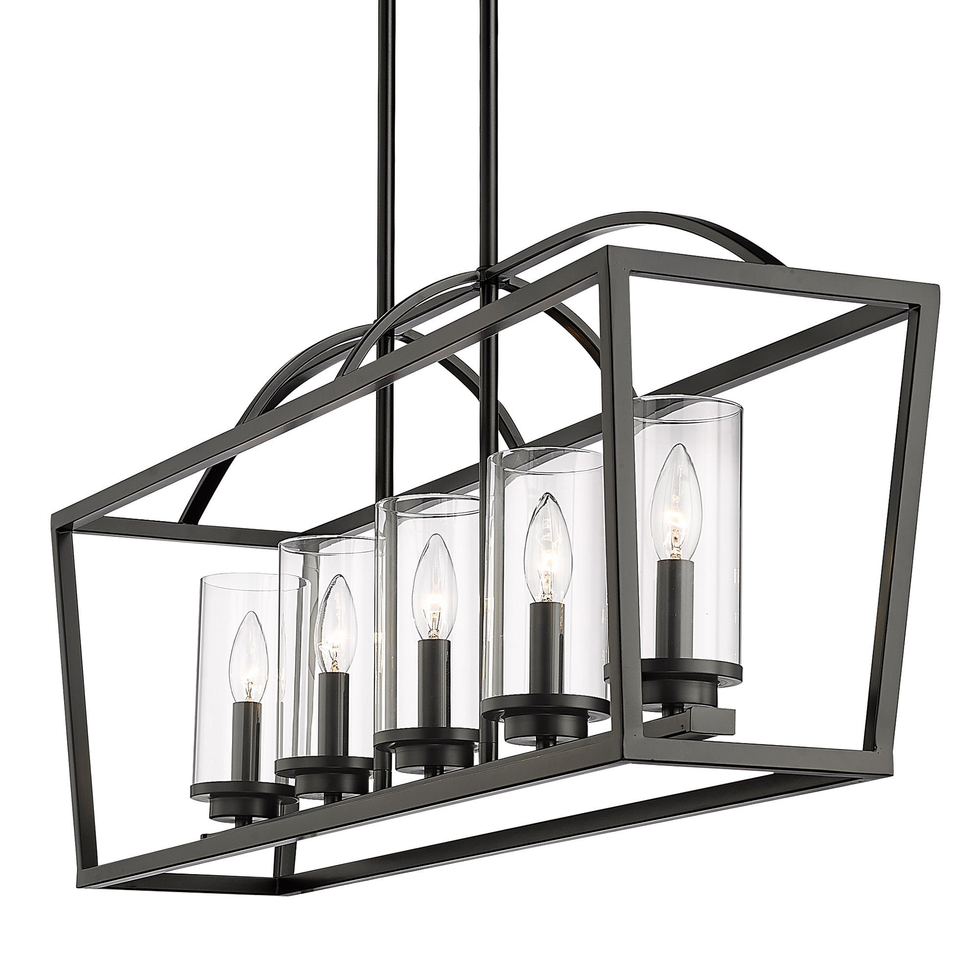 Golden Lighting Mercer 5-light Island Light in Matte Black and Clear Glass - - Golden Lighting