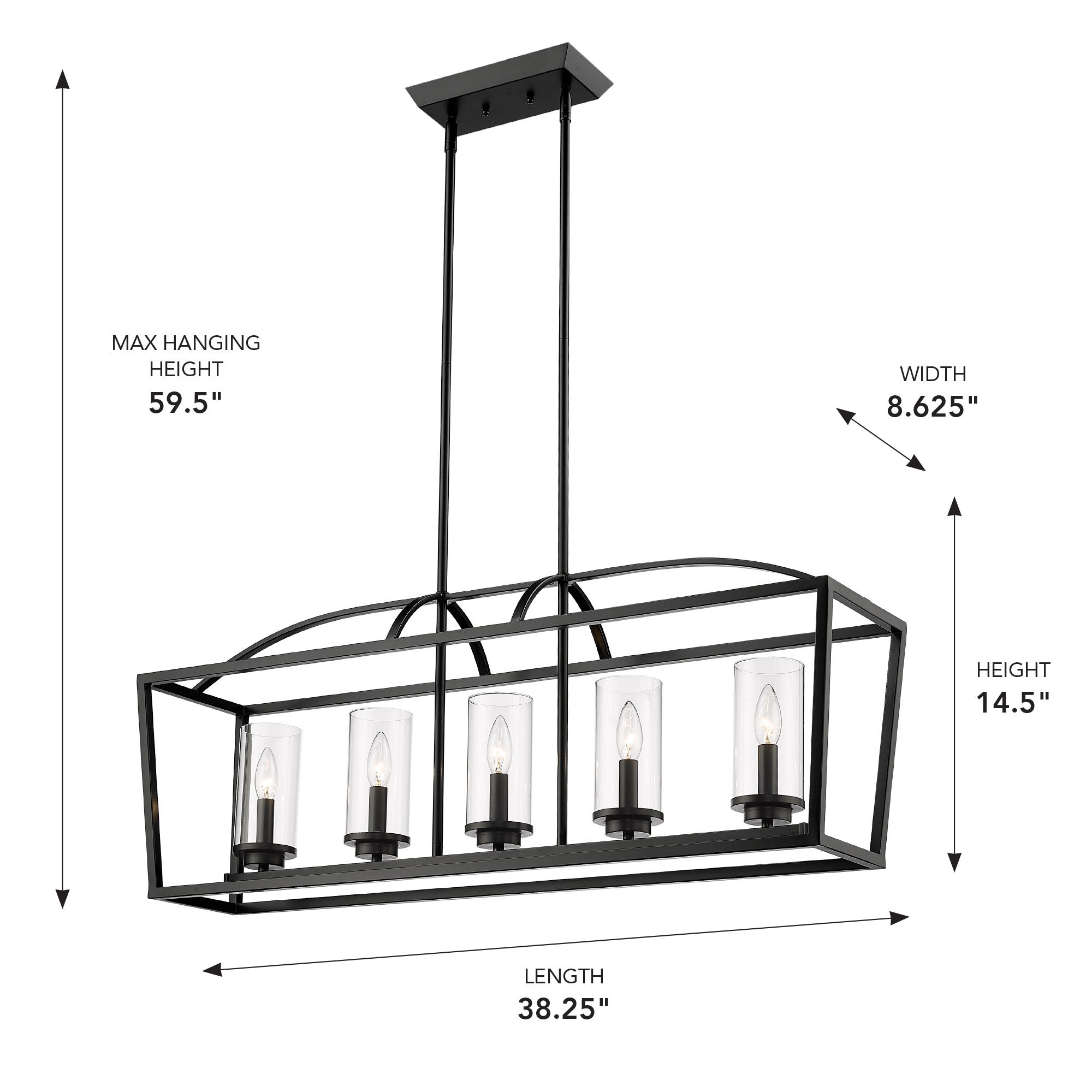 Golden Lighting Mercer 5-light Island Light in Matte Black and Clear Glass - - Golden Lighting
