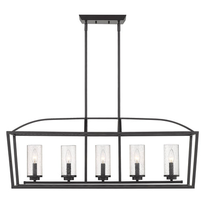 Golden Lighting Mercer 5-light Island Light in Matte Black and Seeded Glass - - Golden Lighting