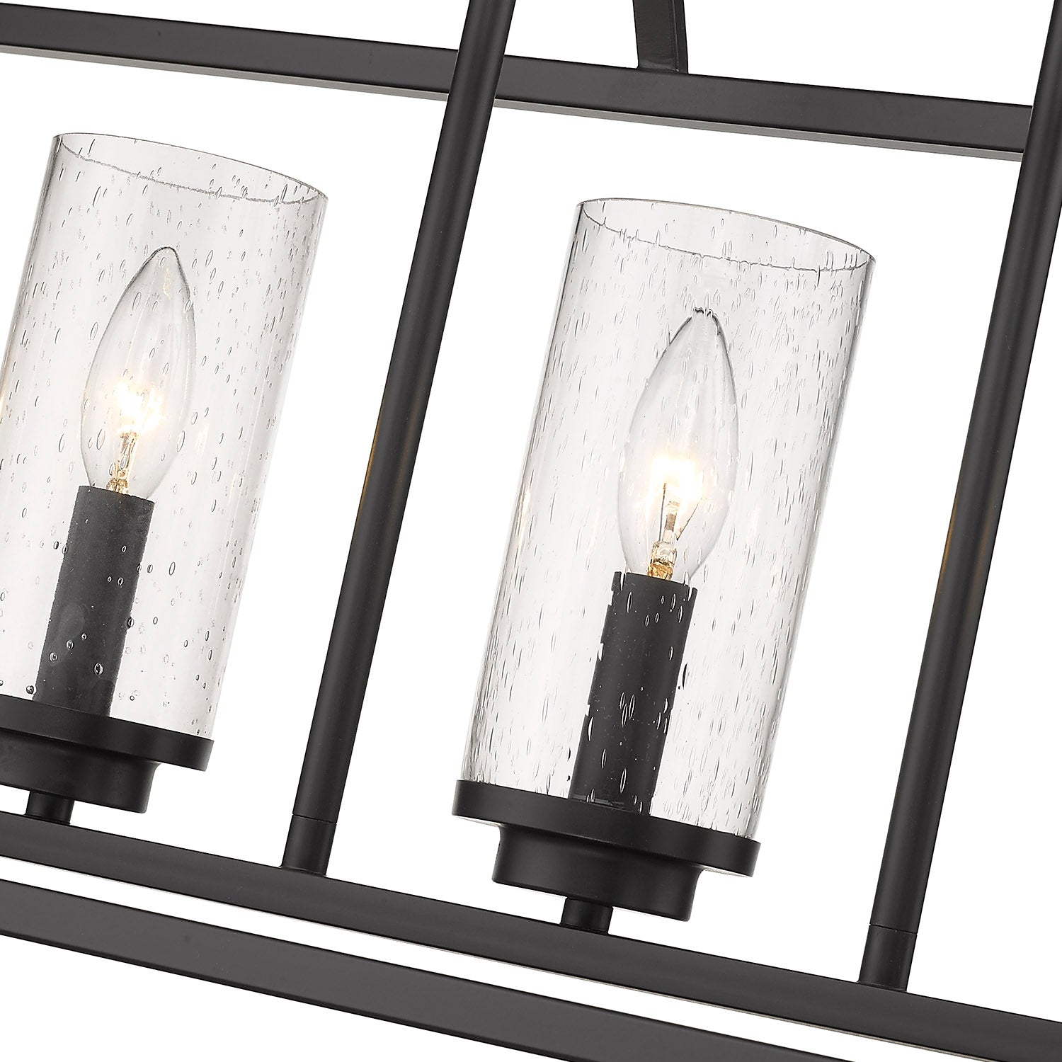 Golden Lighting Mercer 5-light Island Light in Matte Black and Seeded Glass - - Golden Lighting