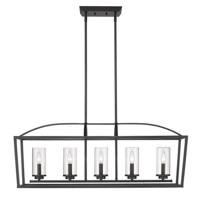 Golden Lighting Mercer 5-light Island Light in Matte Black and Clear Glass - Default Title - Golden Lighting